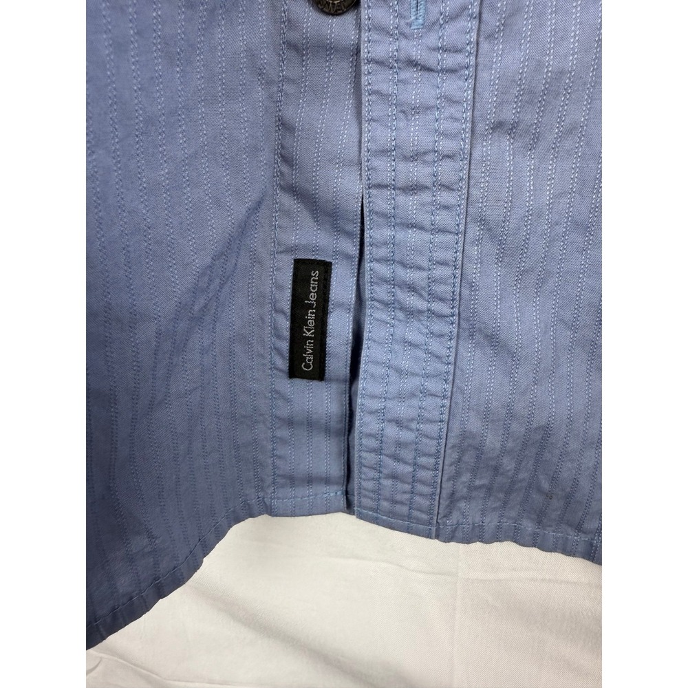 Calvin Klein Jeans Mens XL Button Up Shirt Long Sleeve Blue Casual - Picture 9 of 9